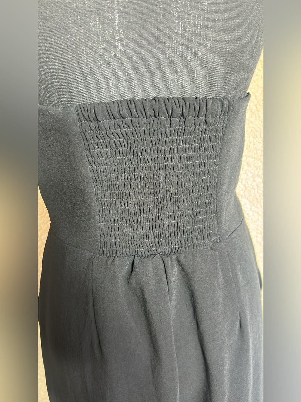 A New Day Women’s M Strapless Wide-Leg Jumpsuit Black Smocked Back Pockets - Picture 7 of 12